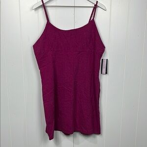 Wild Fable Womens Dress Plum Purple XXL Adj Straps Smocking Open Back Zip NWT